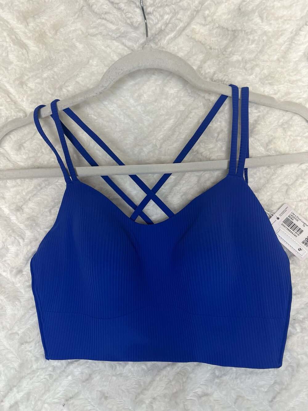NWT Lululemon Like a Cloud Longline Bra B/C Ribbed Size 10 Blue Beach Ball